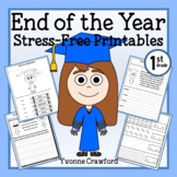 End of the Year 1st Grade NO PREP Printables | Math & Lite