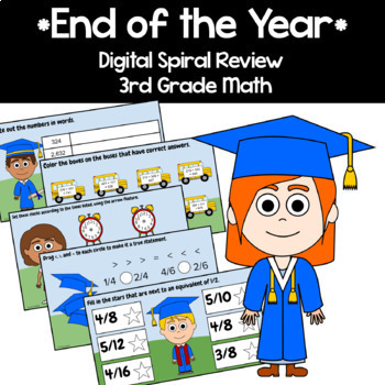 Preview of End of the Year 3rd Grade Addition Subtraction Google Slides Math Facts Fluency