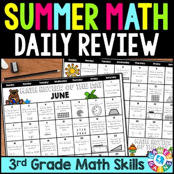Preview of End of the Year Fun Math Activity Practice Summer Break Work Packet 3rd Grade