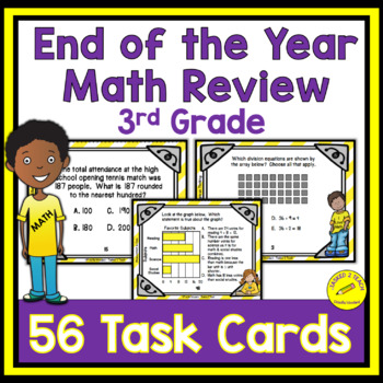 Preview of End of the Year 3rd Grade Math Review Task Cards