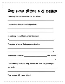 Preview of End of the Year 3rd grade Writing Activity