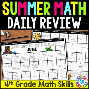 Preview of End of the Year 4th Grade Math Spiral Review Packet - Summer Problem of the Day