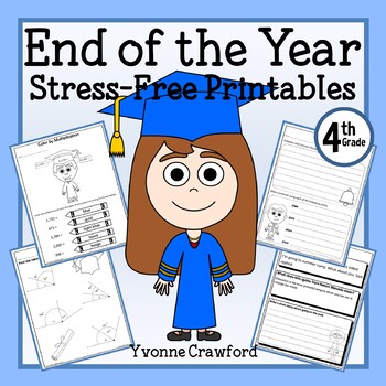 Preview of End of the Year 4th Grade NO PREP Printables | Math & Literacy Worksheets