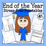 End of the Year 4th Grade NO PREP Printables | Math & Lite