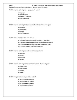 4th Grade Social Studies Essay Questions