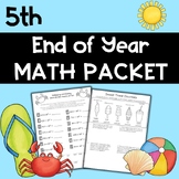 End of the Year 5th Grade Math Review Packet for Summer