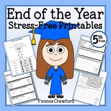 End of the Year 5th Grade NO PREP Printables | Math & Lite