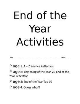 Preview of End of the Year Activites