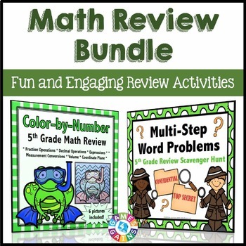 Preview of 5th Grade End of the Year Math Activities Review Fun Summer Color by Number Math