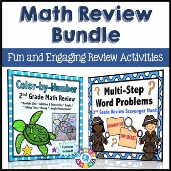 Preview of 2nd Grade Math Review Packets End of the Year Coloring Pages Fun Activity Sheets