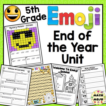 Preview of End of the Year Activities: 5th Grade Emoji Themed End of the Year Unit