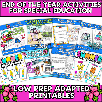 Preview of End of the Year Activities Bundle  for Special Education Prek Kindergarten ESL