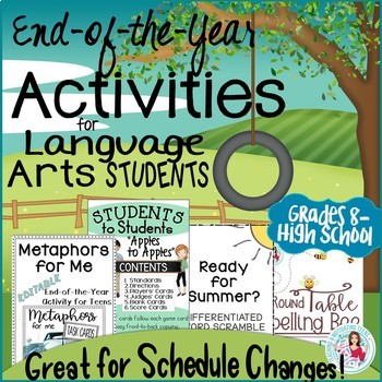 Preview of End of the Year Activities - Differentiated & Fun for ELA Middle and High