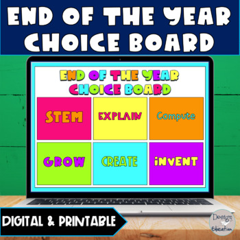 Preview of End of the Year Activities | Digital & Print Choice Board