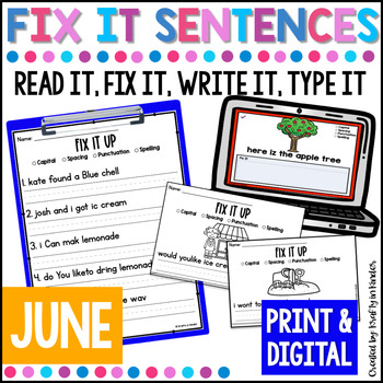 Preview of End of the Year Activities Grammar Practice Worksheets Fix the Sentence