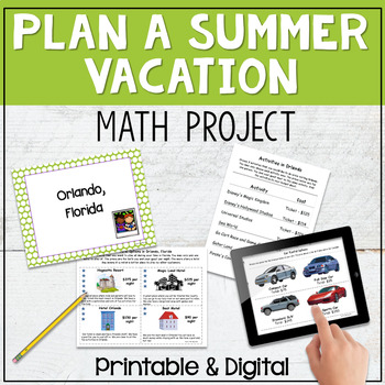 Preview of End of the Year Activities Math Project - Plan a Summer Vacation