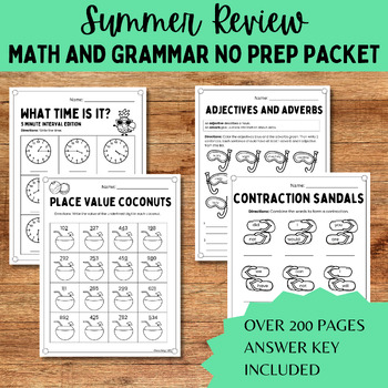Preview of End of the Year Activities | Summer Math and Grammar Review 