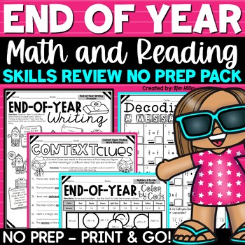 Preview of End of the Year Activities Math and Reading Last Week Day of School Activities