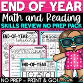 End of the Year Activities Math and Reading Review Workshe