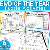 End of the Year Activities Puzzles Word Search Crossword E