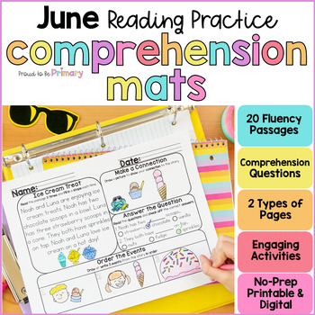 Preview of June End of School Year Activities - Summer Reading Comprehension Worksheets