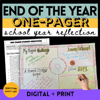Preview of End of the Year Activities School Year Reflections One-Pager Lesson and Activity