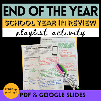 Preview of End of the Year Activities School Year in Review Playlist Lesson and Activity