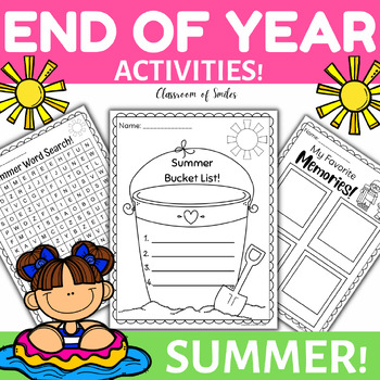 Preview of End of the Year Activities - Summer Fun Packet Pages - Coloring - Writing May