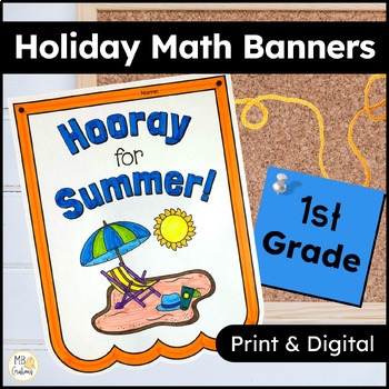 Preview of End of the Year Activities - Summer Math Banner - 1st Grade Review Worksheets