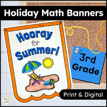 Preview of End of the Year Activities - Summer Math Banner - 3rd Grade Review Worksheets