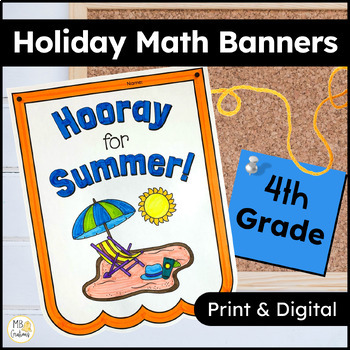 Preview of End of the Year Activities - Summer Math Banner - 4th Grade Review Worksheets