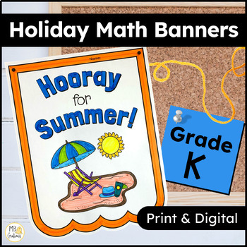 Preview of End of the Year Activities - Summer Math Banner - Kindergarten Review Worksheets