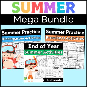 Preview of End of the Year Activities Summer Math,Literacy and coloring pages Bundle