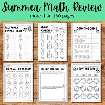 Preview of End of the Year Activities | Summer Math Review | Place Value Telling Time Clock