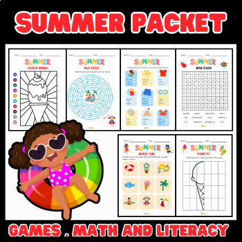 Preview of End of the Year Activities - Summer Review Packet - Math and literacy Packet