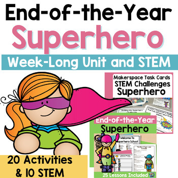 Preview of End of the Year Activities: Superhero Days With Superhero Themed STEM Bundle