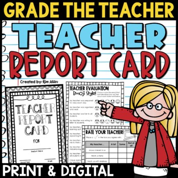 Preview of End of the Year Activities Teacher Report Card End of Year Grade the Teacher