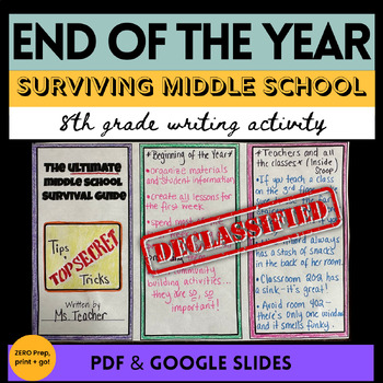 Preview of End of the Year Activities Writing a Survival Guide Middle School Grade 8