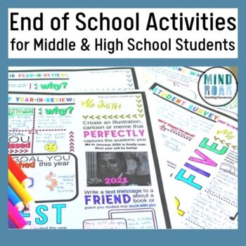 Preview of End of the Year Activities for High School and Middle School