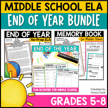 Preview of End of the Year Activities for Middle School | EOY ELA & Reading Printables