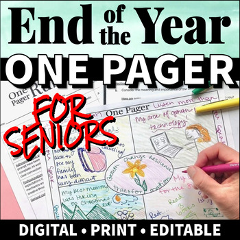 Preview of End of the Year Activities for Seniors One Pager Reflection | Digital 1 Pager