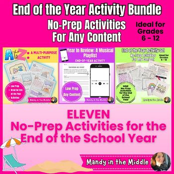 Preview of End of the Year Activity Bundle | Last Week of School | No Prep