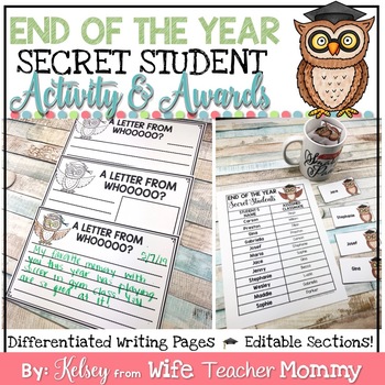 Preview of End of the Year Activity | End of the Year Awards | Secret Student Writing