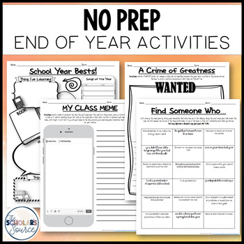 End of the Year Activities - NO PREP upper elementary, middle and high ...