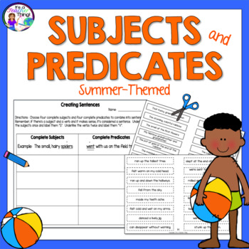 Preview of End of the Year Activity - Subjects and Predicates Summer-Themed