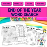 End of the Year Activity Word Search Last Week of School B
