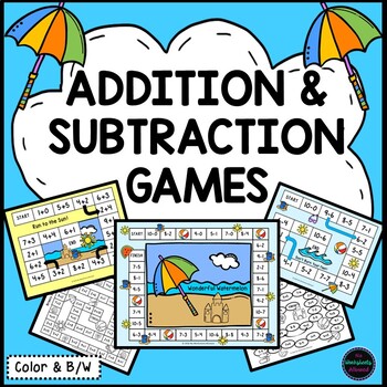 Preview of Addition and Subtraction Games Within 10 {Beach Theme}
