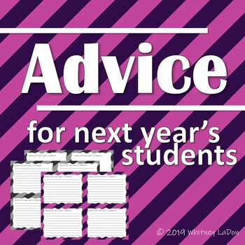Preview of End of the Year: Advice to Next Year's Students