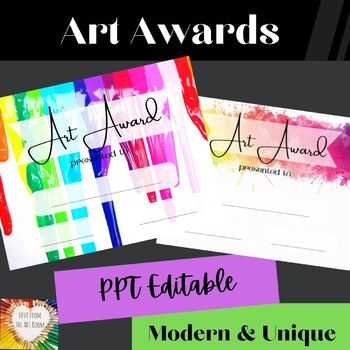 Preview of End of the Year Art Awards - Modern, Colorful, Editable,& Printable 