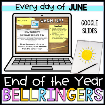 Preview of End of the Year Art Bell Ringers Sketchbook Warm Ups Summer Activities June